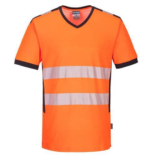 PW3 Hi-Vis V-nyakú póló, fekete/narancssárga