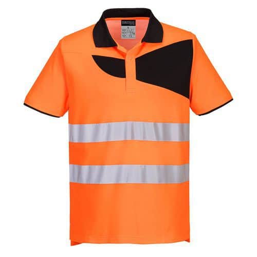 PW2 Hi-Vis Pólóing S/S, fekete/narancssárga