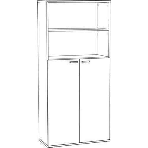 System magas szekrények, 214 x 86 x 45 cm, nyitott polccal és ajtóval