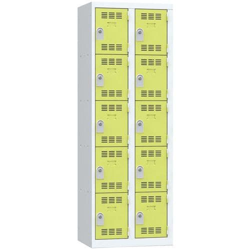 Vinco hegesztett öltözőszekrények, 2 oszlopban 10 rekesszel, 300 mm, hengerzárral