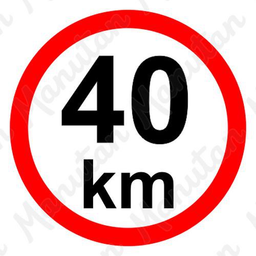 Munkavédelmi táblák - Sebességkorlátozás 40 km/h