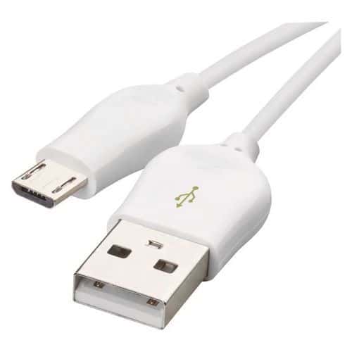 Gyorstöltő és adatkábel, USB-A 2.0/mikro USB-B 2.0, gyorstöltés, 1 m, fehér