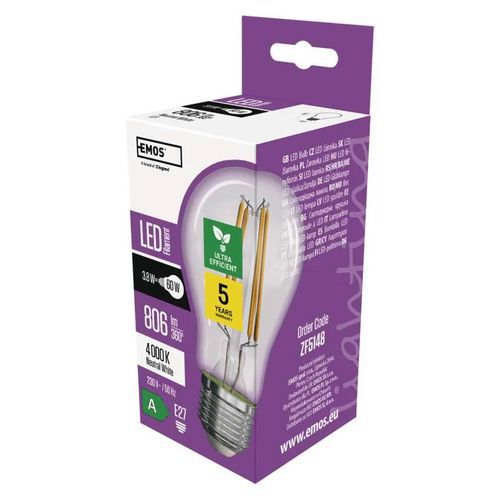 Filament A60 LED izzók, foglalat: E27, 3,8 W