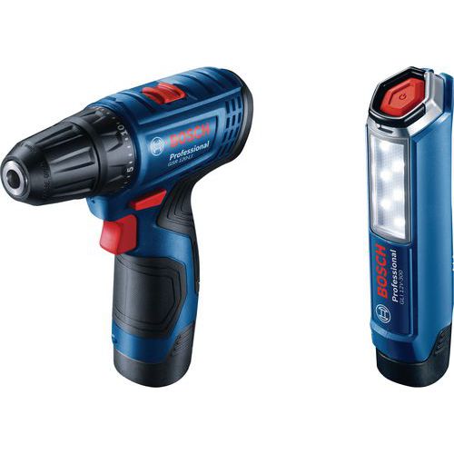 Bosch GSR 120-LI Professional akkus csavarhúzó, 1300 ford./perc + GLI 12V-300 Professional lámpa