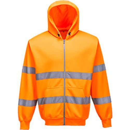 Hi-Vis mikina se zipem a kapucí, oranžová