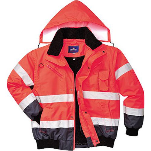 Hi-Vis Kontraszt Bomber dzseki, piros