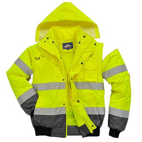 Hi-Vis Kontraszt Bomber dzseki, szürke/sárga