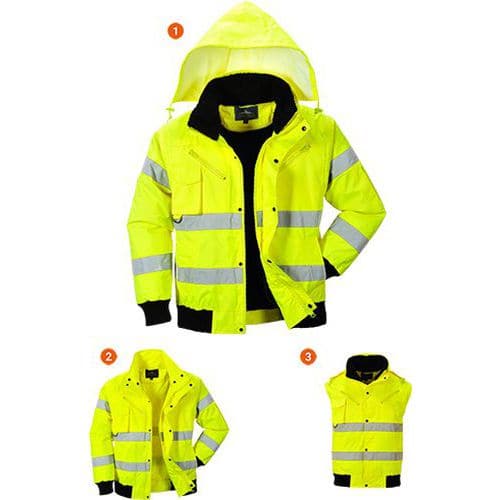 Hi-Vis 3 az 1-ben bomber kabát, sárga