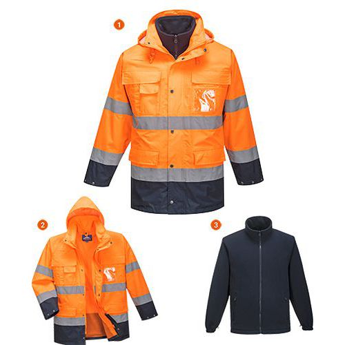 Hi-Vis Lite 3 az 1-ben kabát, kék/narancssárga