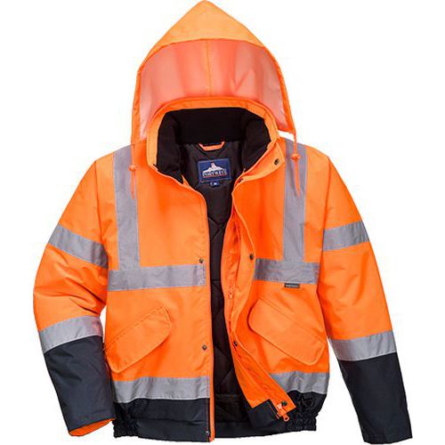 Hi-Vis kéttónusú bomber kabát, kék/narancssárga