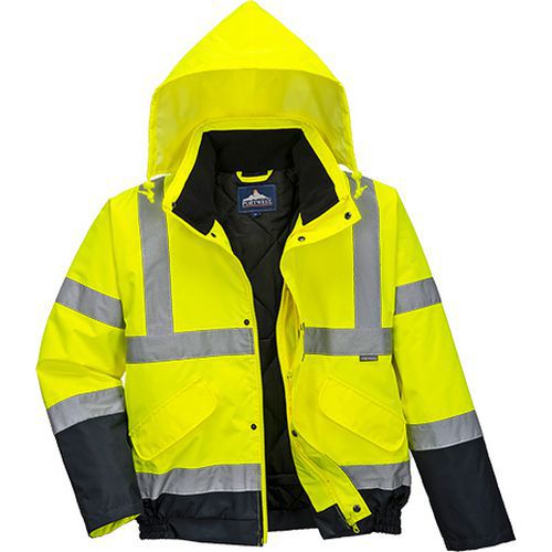 Hi-Vis kéttónusú bomber kabát, kék/sárga