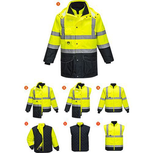 Hi-Vis 7 az 1-ben kontraszt Traffic kabát, kék/sárga