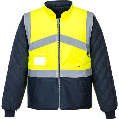 Hi-Vis kéttónusúkabát kifordítható, kék/sárga