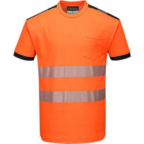 PW3 Hi-Vis póló S/S, fekete/narancssárga