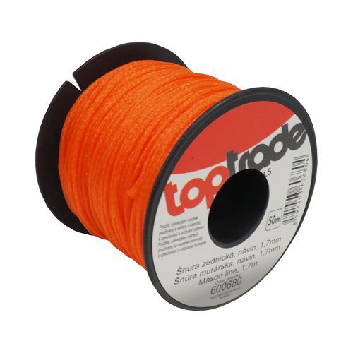 TOPTRADE kőműves zsinór, PE, 1,7 mm x 50 m, narancssárga