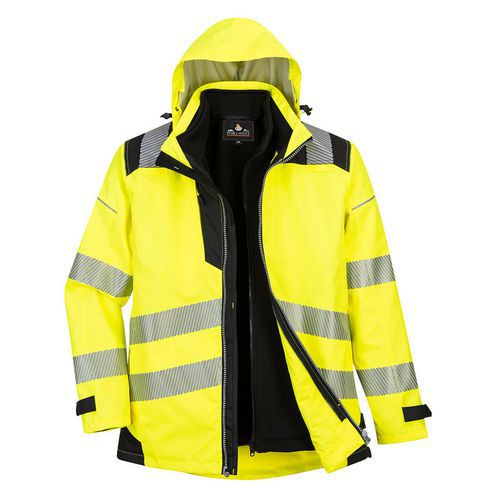 PW3 Hi-Vis 3-in-1 kabát, fekete/sárga