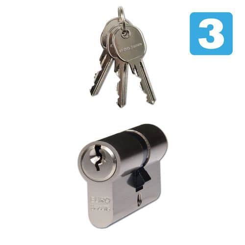 EuroSecure golyós biztonsági zárbetét, 30 mm, 3 kulcs